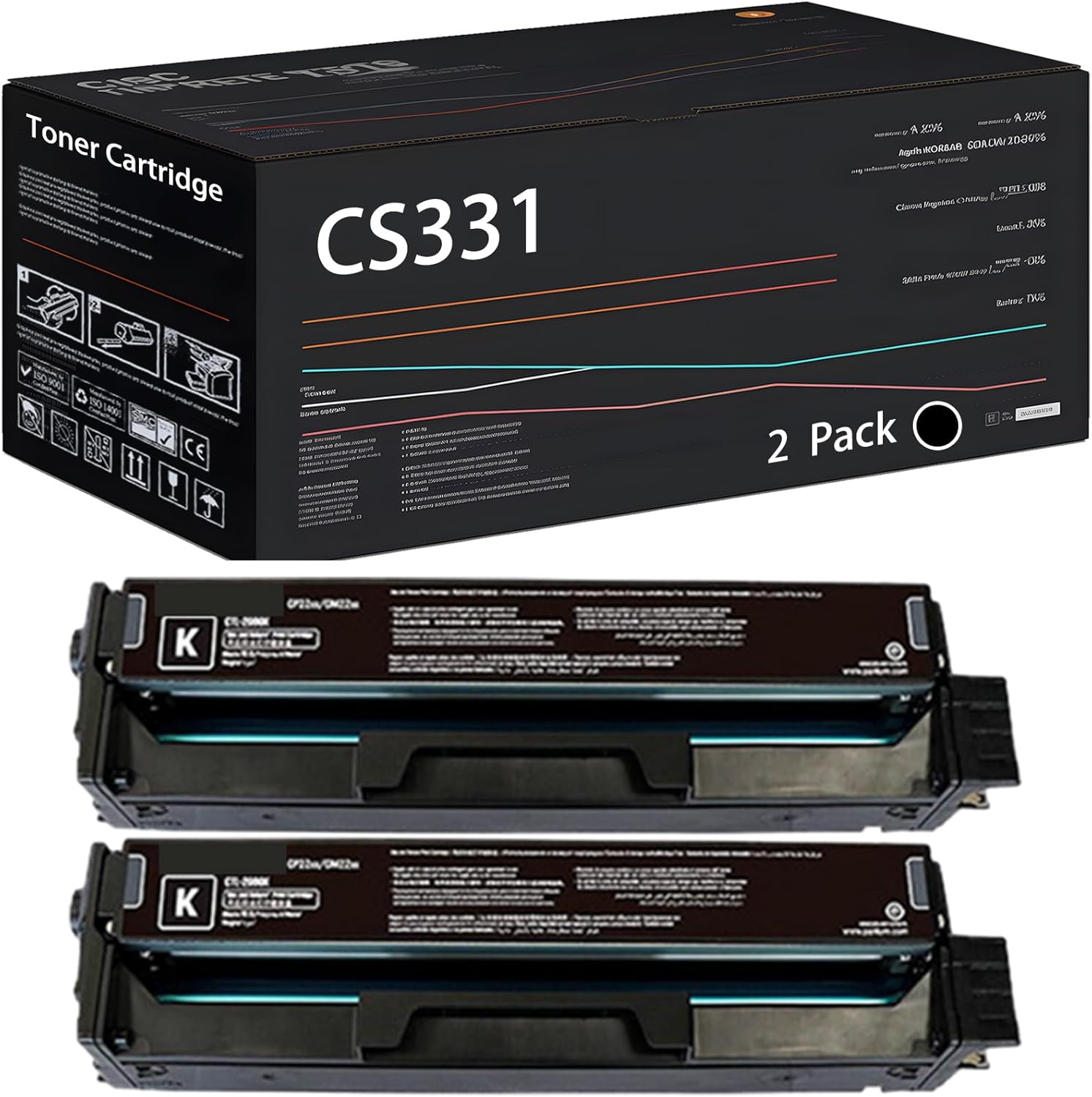 UVUMB Compatible with Lexmark CS331 Toner Cartridge Work for Lexmark CS431dw CX331adwe CX431adw Printers, with Chip, High Yield 4500 Pages, High-Definition Printing (2 Pack Black)