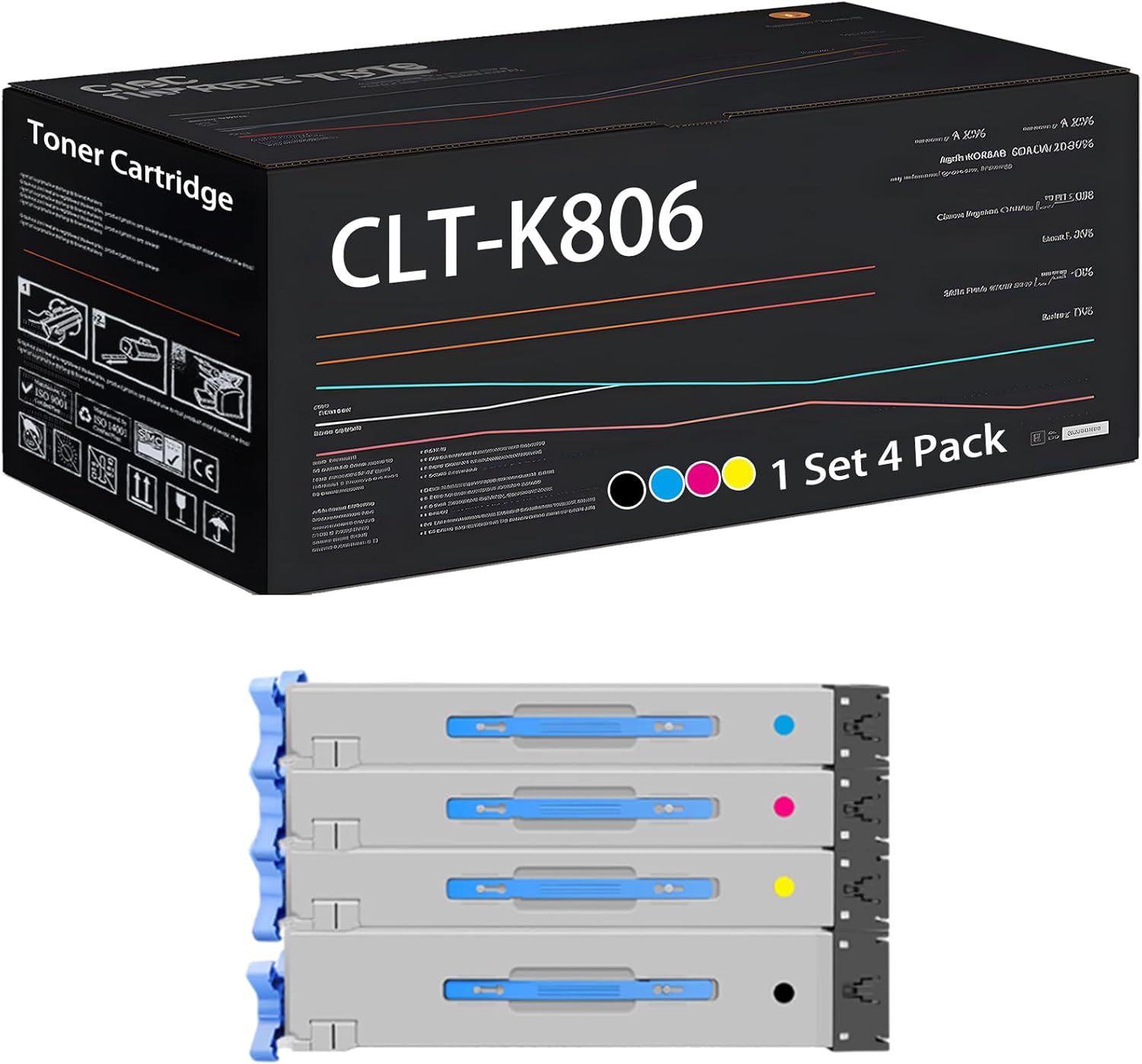 UVUMB Compatible with Samsung CLT-K806 Toner Cartridge Work for Samsung multixpress x7400gx x7400lx x7500gx x7500lx x7600gx Printers (4-Pack BK/C/M/Y)