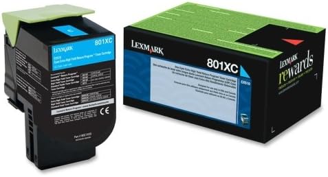 Lexmark International, Inc - Lexmark 801Xc Cyan Extra High Yield Return Program Toner Cartridge - Cyan - Laser - 4000 Page - 1 Each - Oem 