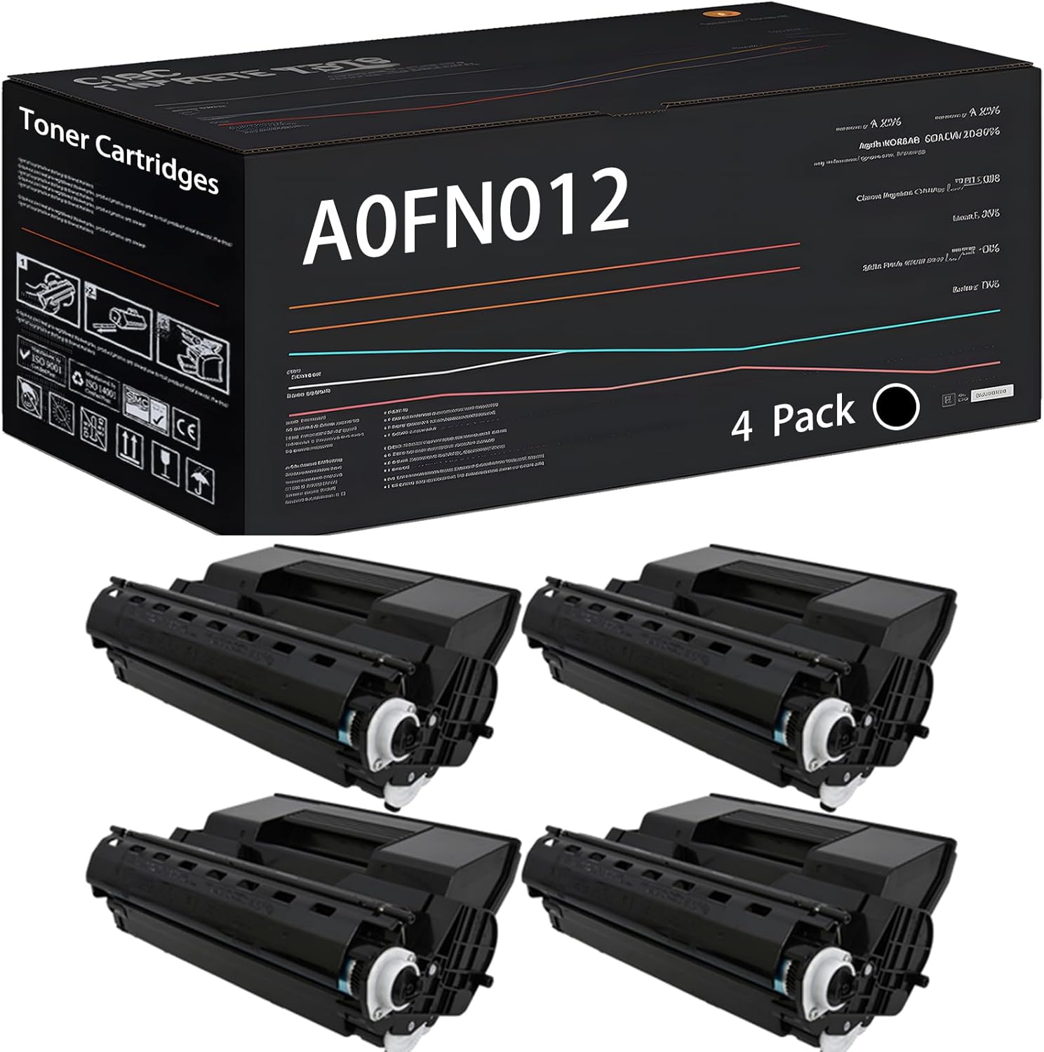 UVUMB A0FN012 Toner Cartridges Compatible for Konica Minolta PagePro 4650 4650EN Printers, with Chip, High Yield 19000 Pages, High-Definition Printing (4 Pack Black)