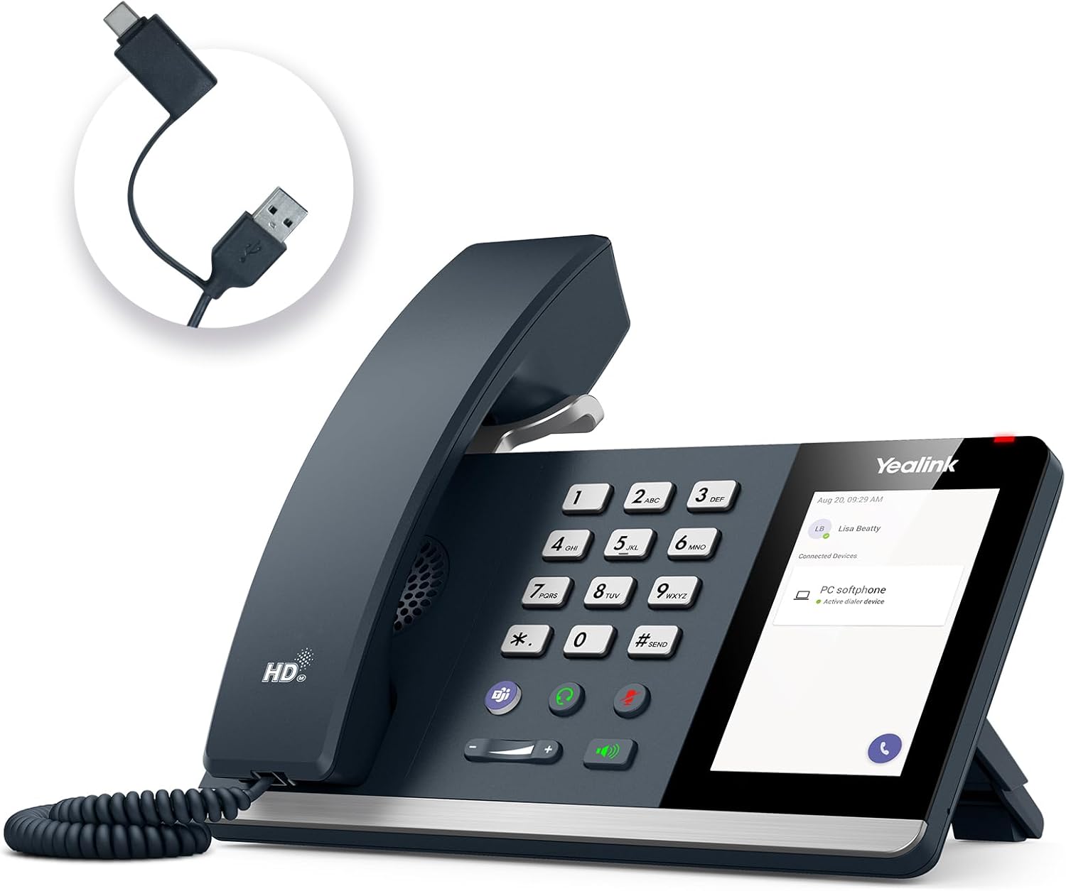 Yealink MP45 Microsoft Teams Certified USB Desk Phone | NOT SIP/VoIP Compatible | Plug & Play,Powered by Computer via USB-A/C | Dedicated Teams/Skype Device.
