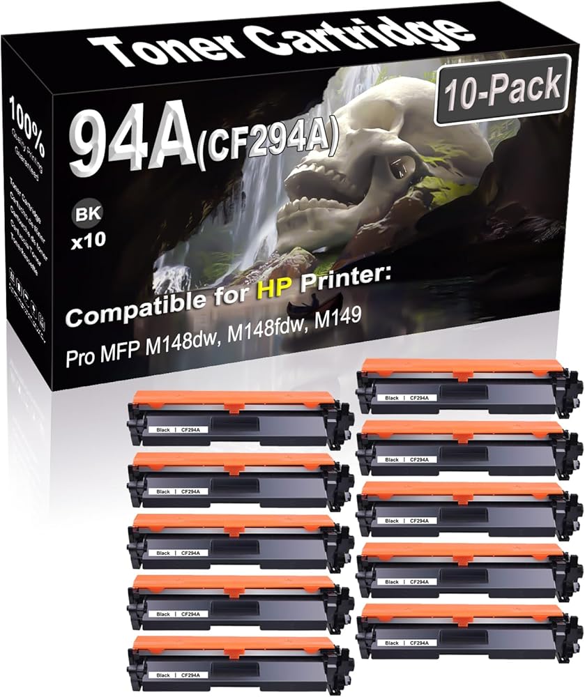 SINIYA 10-Pack (Black) Compatible High Yield 94A CF294A Laser Printer Toner Cartridge use for Pro M118dw MFP M148dw M148fdw M149 Printer