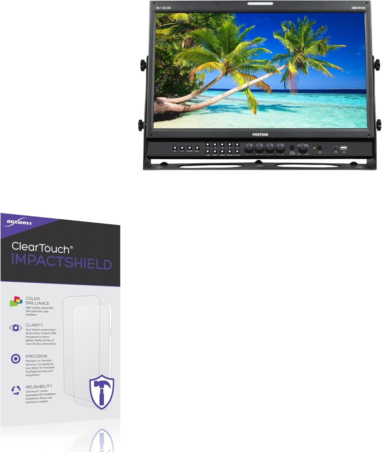 BoxWave Screen Protector Compatible with Postium OBM-W180 - ClearTouch ImpactShield (2-Pack), Impenetrable Screen Protector Flexible Film