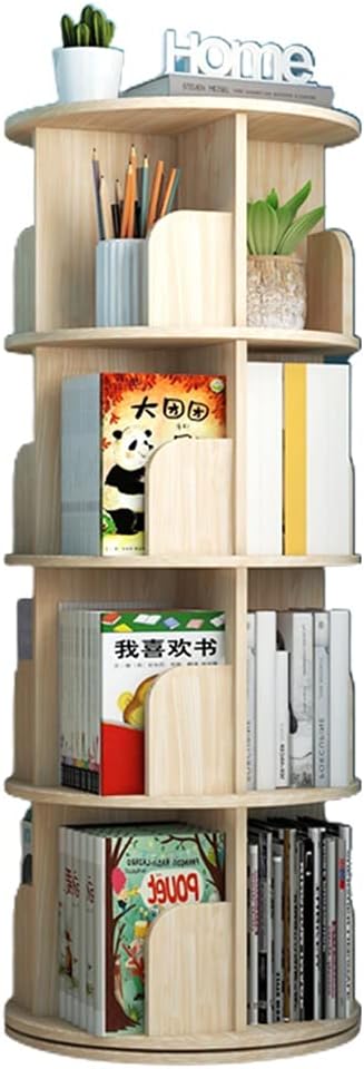 Bookcases 360° Round Rotating, Children's Bookshelf,Cultivate Children's Interest in Reading, CD and DVD Storage Rack (Wood 46 * 130cm)