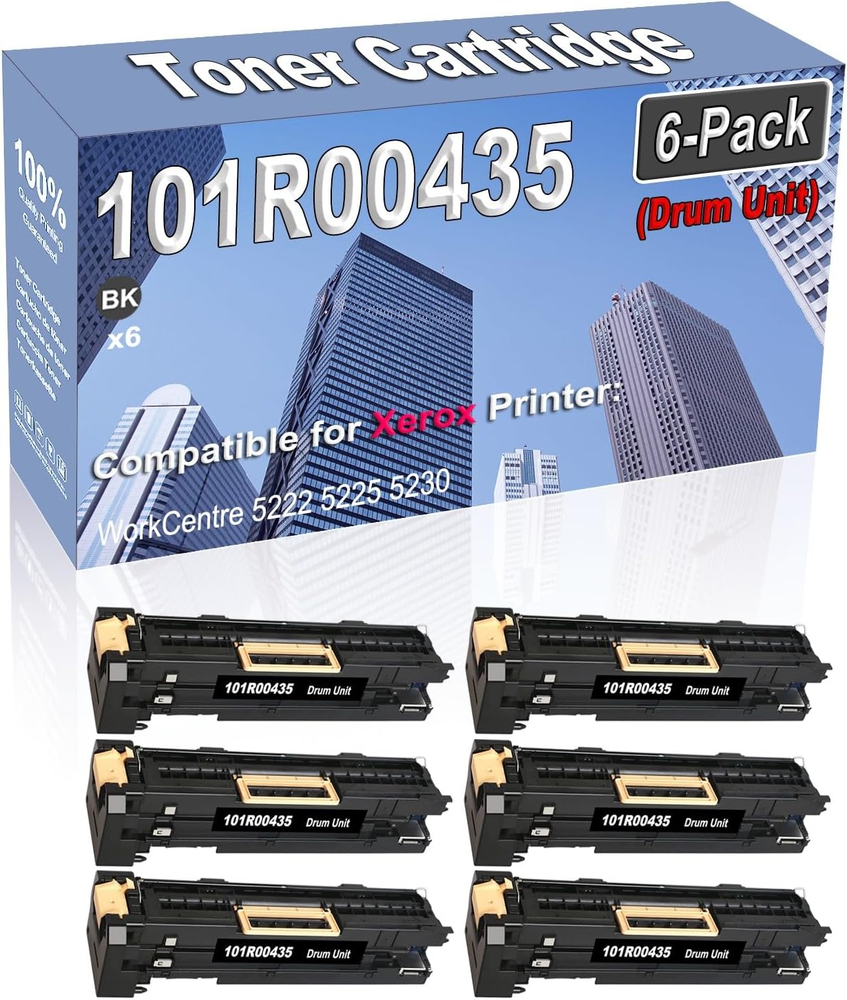 Credibility Store 6-Pack (Black) Compatible High Capacity 101R00435 Drum Unit Used for WorkCentre 5222 5225 5230 Printer