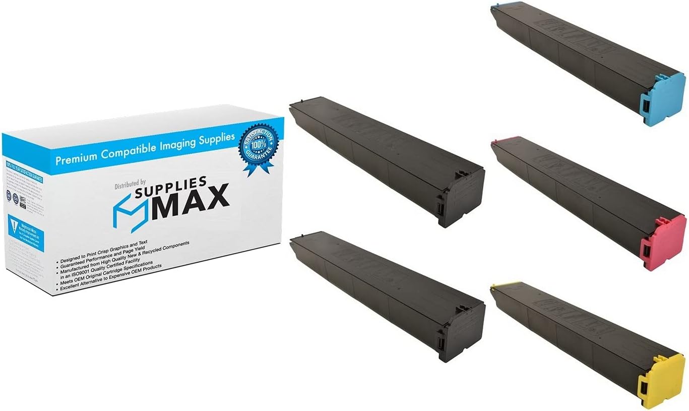 SuppliesMAX Compatible Replacement for Sharp MX-2651/MX-3051/MX-3071S/MX-3551/MX-3571S/MX-4071S/MX-5071S/MX-6051/MX-6071S Series Toner Cartridge Combo Pack (2-BK/1-C/M/Y) (MX-61GT2B1CMY)