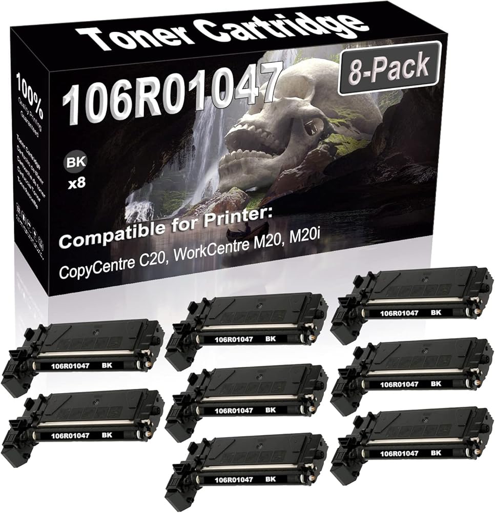 SINIYA 8-Pack (Black) Compatible High Yield 106R01047 Laser Printer Toner Cartridge use for CopyCentre C20 WorkCentre M20 M20i FaxCentre 2218 Printer