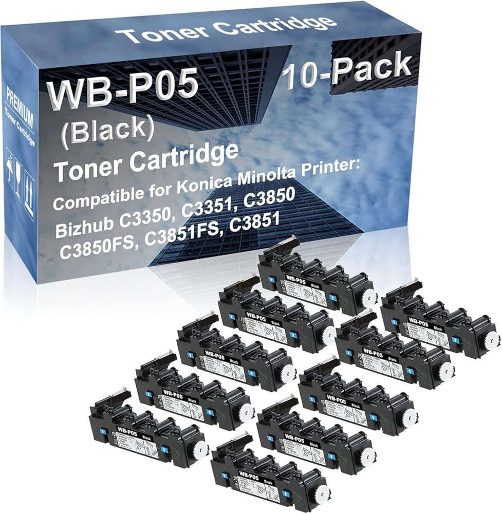 10-Pack Compatible High Yield C3851FS, C3851 Printer Waste Toner Container Box Replacement for Konica Minolta WBP05 WB-P05 Toner Cartridge (Black)