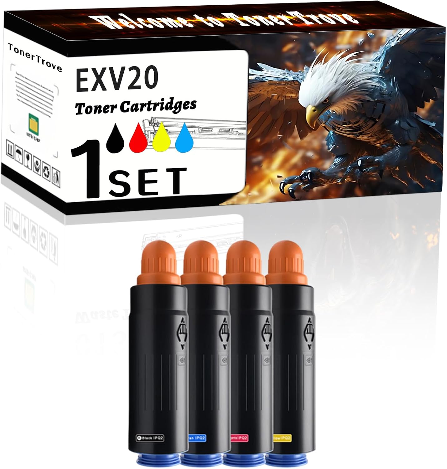 EXV20 Toner Cartridges Compatible for Canon imagePRESS C6000VP C6010 C6010S C6010VP C6010VPS C6011 C6011S Printers, Office Printing is Easy Clear Smooth (4-Pack BK/C/M/Y)