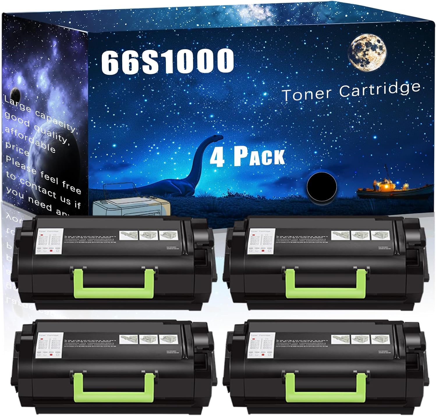 66S1000 Compatible Toner Cartridge Replacement for Lexmark High Yield Compatible MS531dw MS631dw MS632dwe MX532adwe MX632adwe Printers, Meet Printing Needs (4 Pack Black)