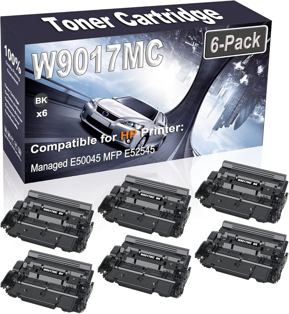 6-Pack (Black) Compatible High Yield W9017 W9017MC Printer Cartridge use for HP Managed E50045 MFP E52545 Printer