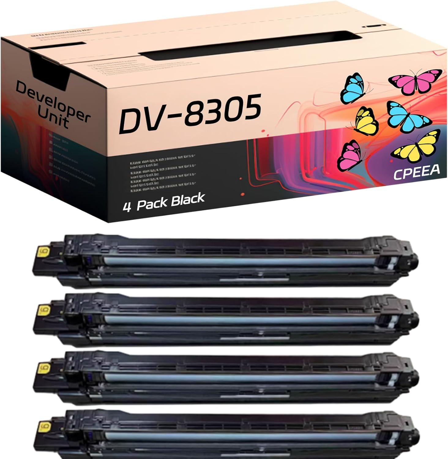 Compatible for Kyocera DV-8305 Developer Unit Work for Kyocera TASKalfa 3050ci 3051ci 3550ci 3551ci Printers, with Chip, High Yield 50000 Pages, Clear Printing (4 Pack Black)