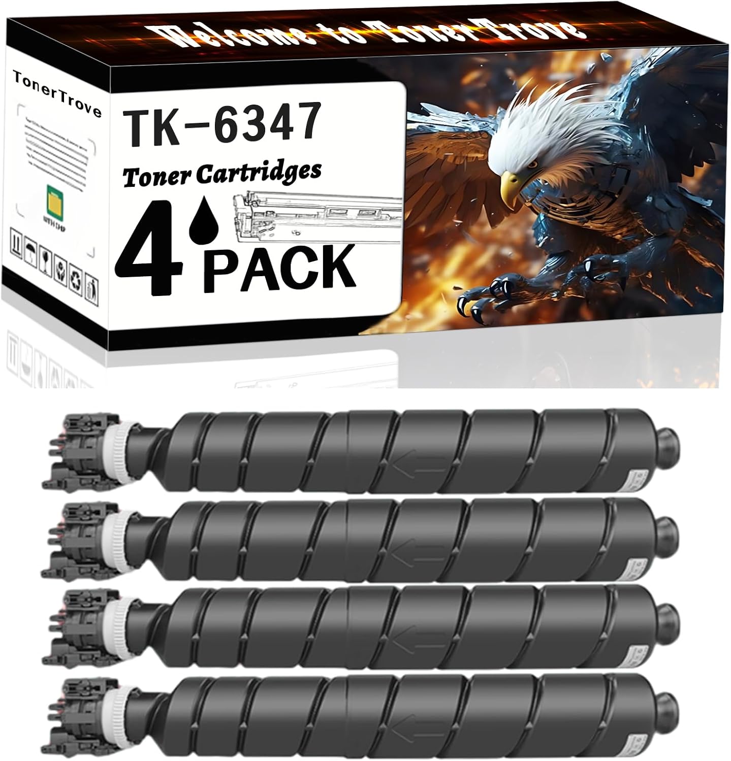 LECUU TK-6347 Toner Cartridges Compatible for Kyocera TASKalfa 4004i 5004i 6004i 7004i Printers, Office Printing is Easy Clear Smooth (4 Pack Black)