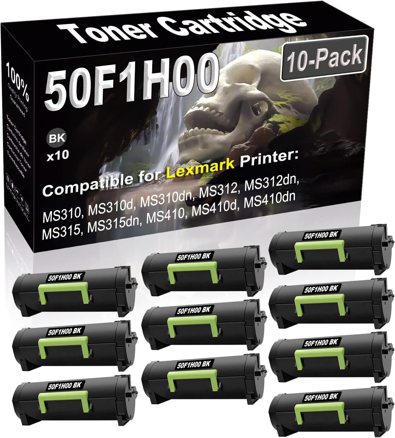 SINIYA 10-Pack (Black) Compatible MS310d MS310dn MS312dn MS315dn MS410dn MS415dn Laser Printer Cartridge (High Capacity) Replacement for 50F1H00 501H Printer Cartridge