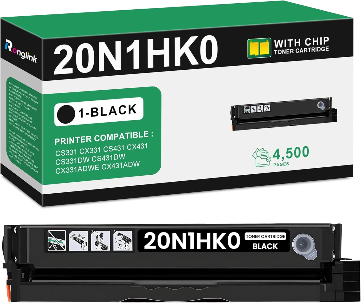 20N1HK0 Black Toner Cartridge Replacement for Lexmark CS331 Toner Cartridge High Yield Works with CS331 CS331dw CX331 CX331adwe CS431 CS431dw CX431 CX431adw Printer (1-Pack, 4,500 Pages)