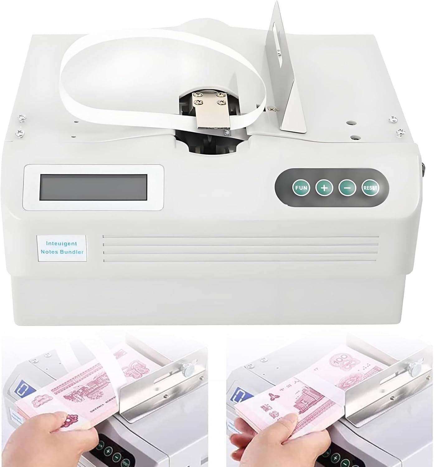 DNEPEI Banknote Binding Machine, Automatic Paper Tape Binding Machine, Adjustable Size, Bundling Speed is 2 Seconds/Time, Suitable for Bundling Banknotes