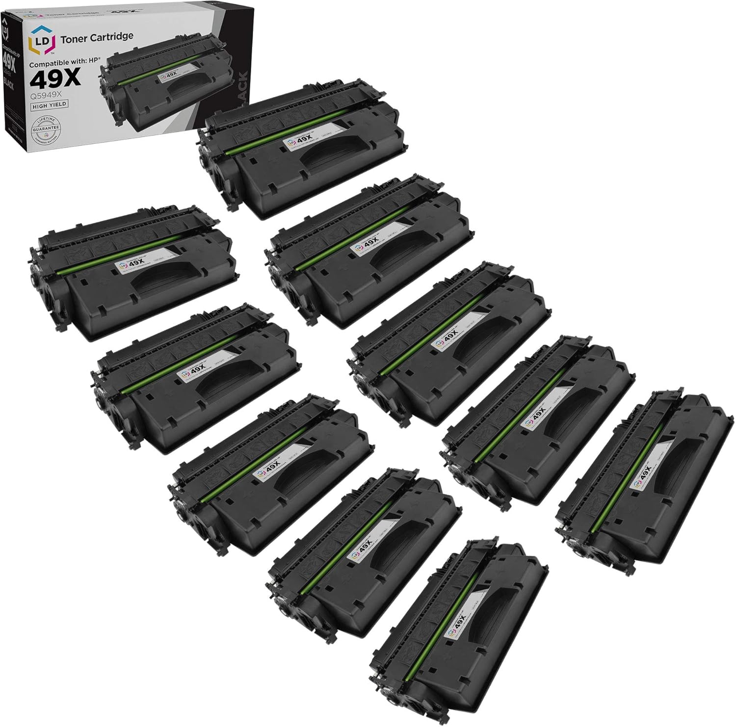 LD Products Replacement Toner Cartridge Compatible with HP 49X Q5949X High Yield (Black, 10-Pack) Compatible with HP Printer LaserJet: 1320, 1320n, 1320nw, 1320t, 1320tn, 3390 and 3394