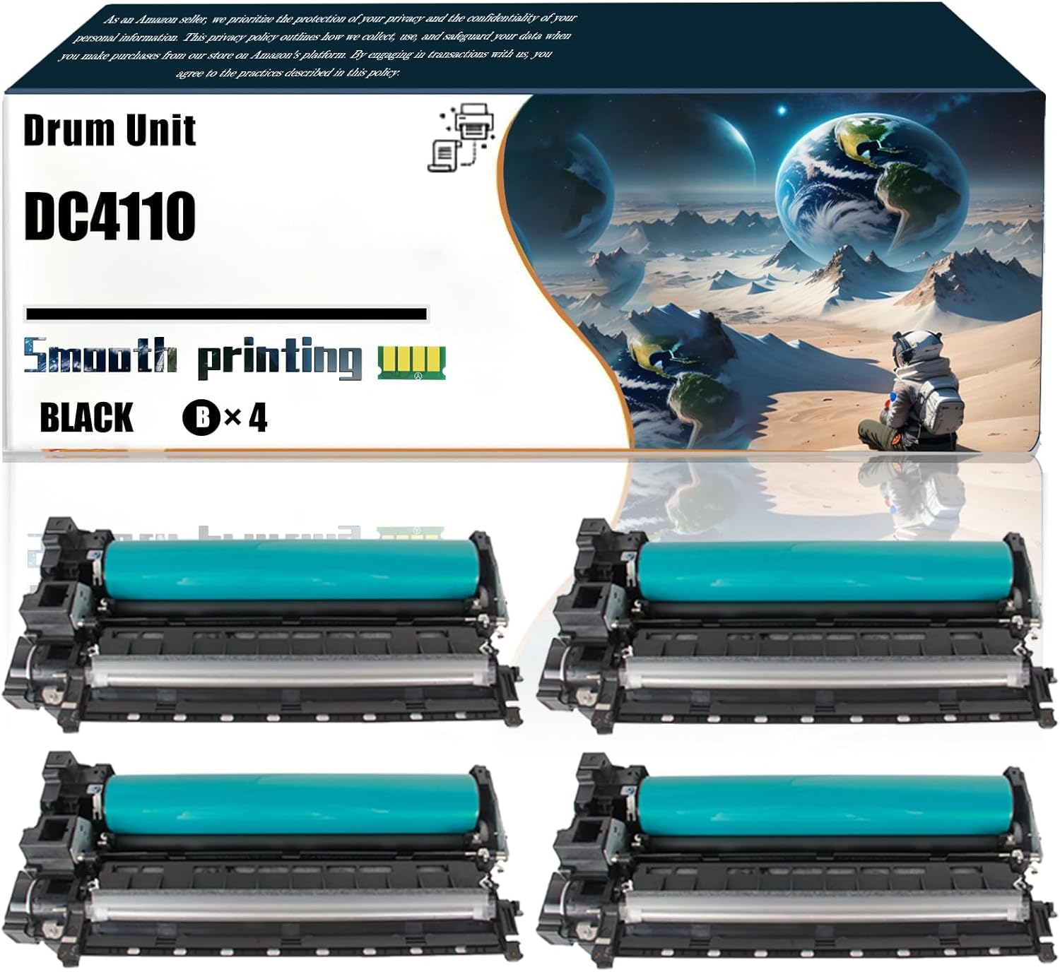 Replacement Parts Drum Unit DC4110 Compatible with Xerox DC1100 DC4110 DC4112 DC4127 DC4590 DC900 Printers, Contains Chip and Clear Printing (4 Pack Black)