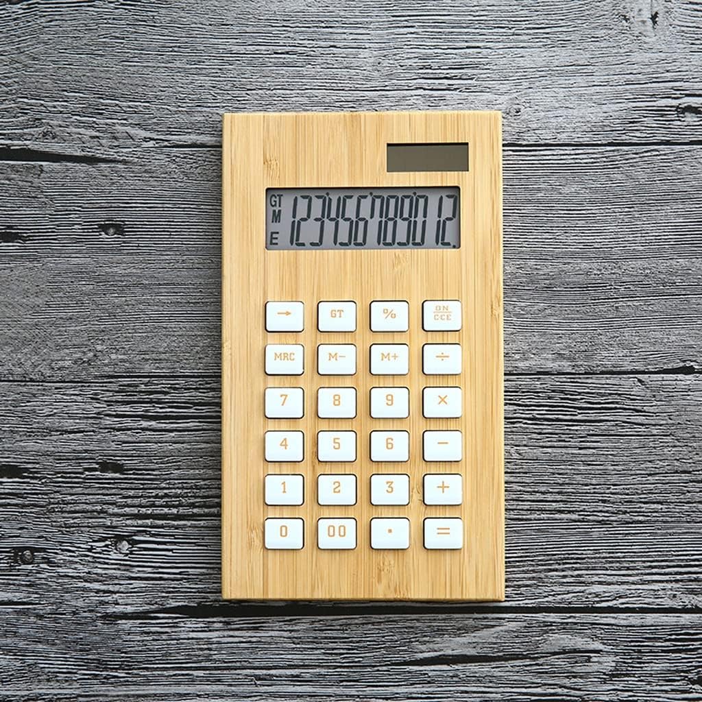DUYHBAWRS Calculator Solar Calculator 12-Digit Display Large Screen and Wood Calculator Student Financial Desktop Office Learning Computer(D)