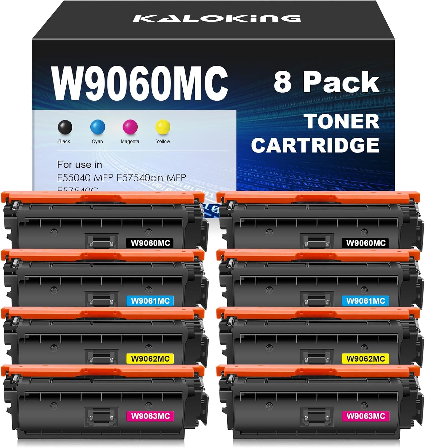 KALOKING W9060MC 8 Pack High Capacity Toner Cartridge Compatible Replacement for HP W9060MC W9061MC W9062MC W9063MC for E55040 MFP E57540dn MFP E57540C Printer