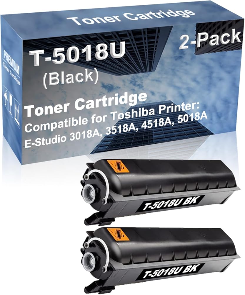 2-Pack Compatible High Yield E-Studio 3018A, 3518A, 4518A, 5018A Printer Cartridge Replacement for Toshiba T-5018U Toner Cartridge (Black)