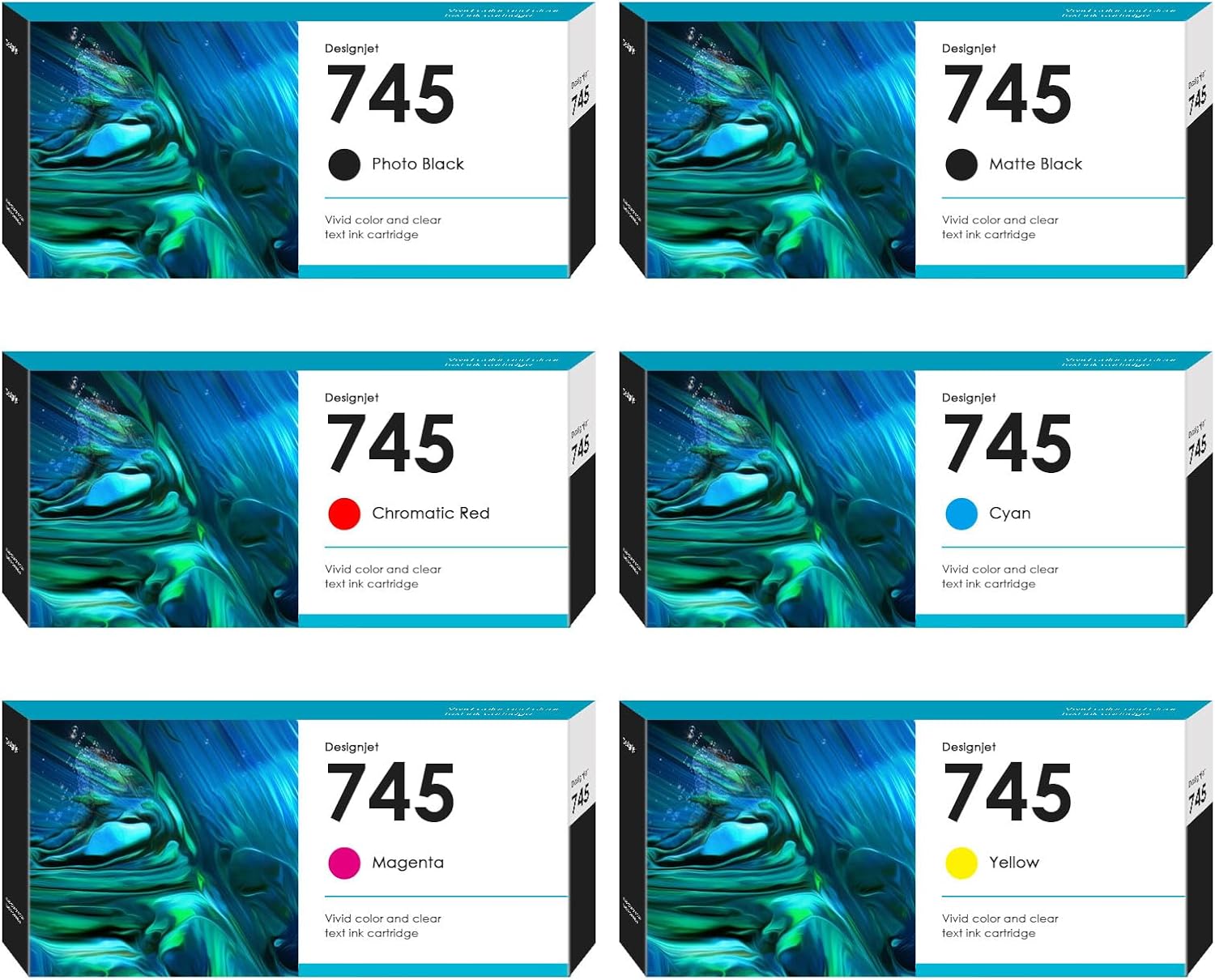 Heynnie Remanufactured 745 Ink Cartridge 300ml Set (6-Pack,MBK/PBK/C/M/Y/CR) Compatible with F9K06A F9K05A F9K04A F9K03A F9K02A F9K01A Toner Cartridge for HP Designjet Z2600 Z5600 Printer