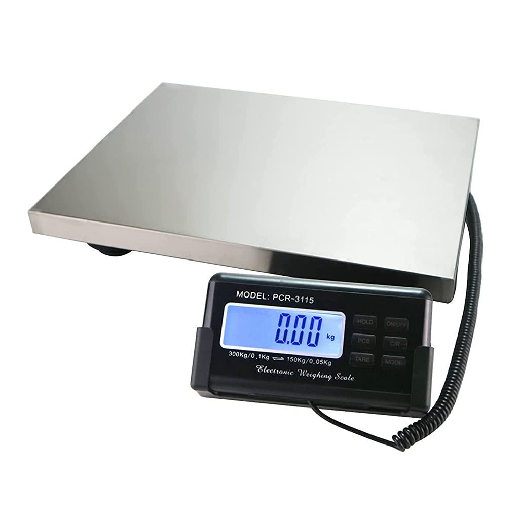 CAIYONG Postal Scale Heavy Duty Portable Stainless Platform Shipping Scale 660lbs 2 Weighing Modes for Packages Luggage Post Office Home