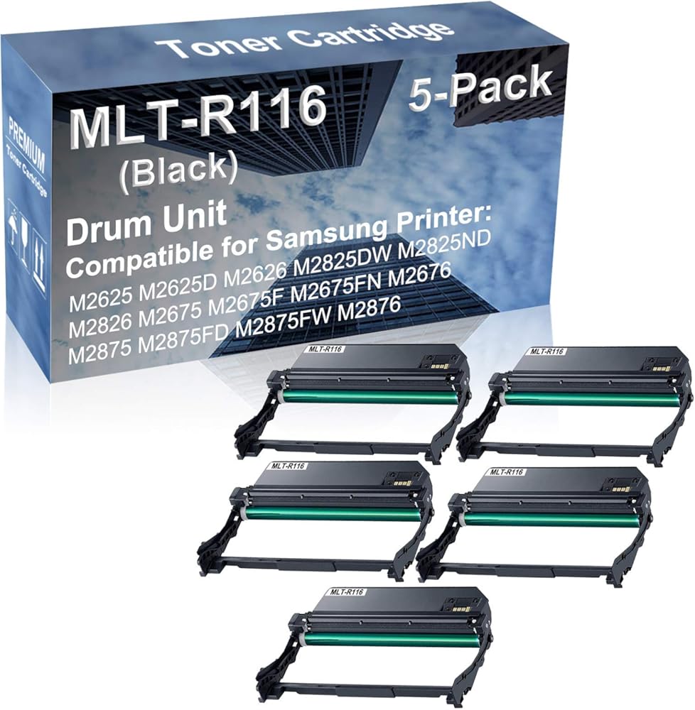 5-Pack Compatible MLT-R116 Drum Kit use for M2625 M2625D M2626 M2825DW M2825ND Printer (Black)