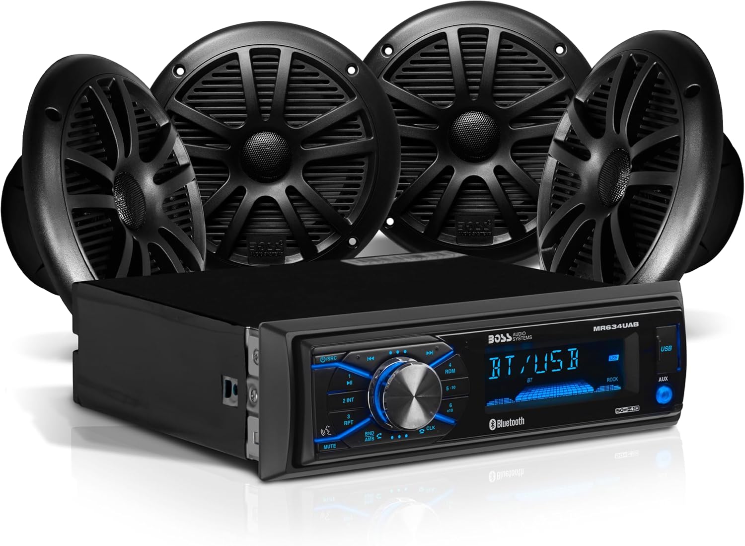 BOSS Audio Systems MCBK634B.64 Marine Boat Bluetooth Stereo & 6.5 Inch Speakers - No CD DVD Player, AM/FM Radio Receiver Head Unit, Dipole Antenna