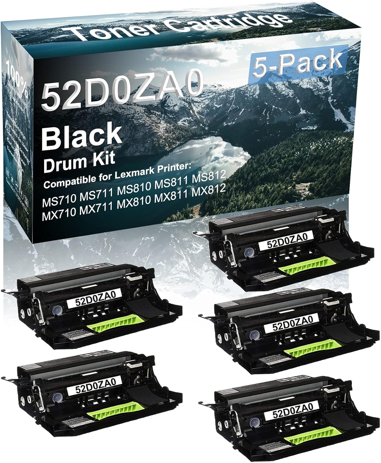 Credibility Store 5-Pack (Black) Compatible MS812 MX710 MX711 MX810 Printer Drum Unit Replacement for 52D0ZA0 Drum Kit