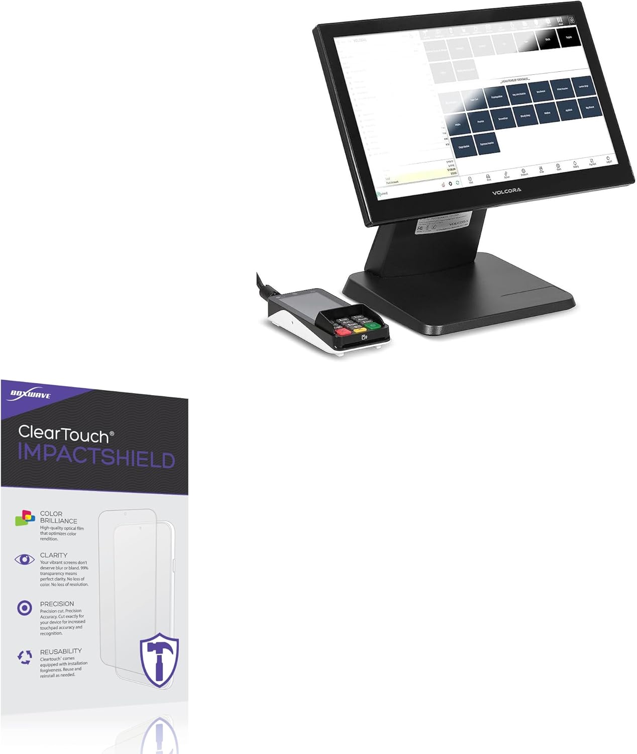 BoxWave Screen Protector Compatible with Volcora POS System (15.6 in) - ClearTouch ImpactShield (2-Pack), Impenetrable Screen Protector Flexible Film
