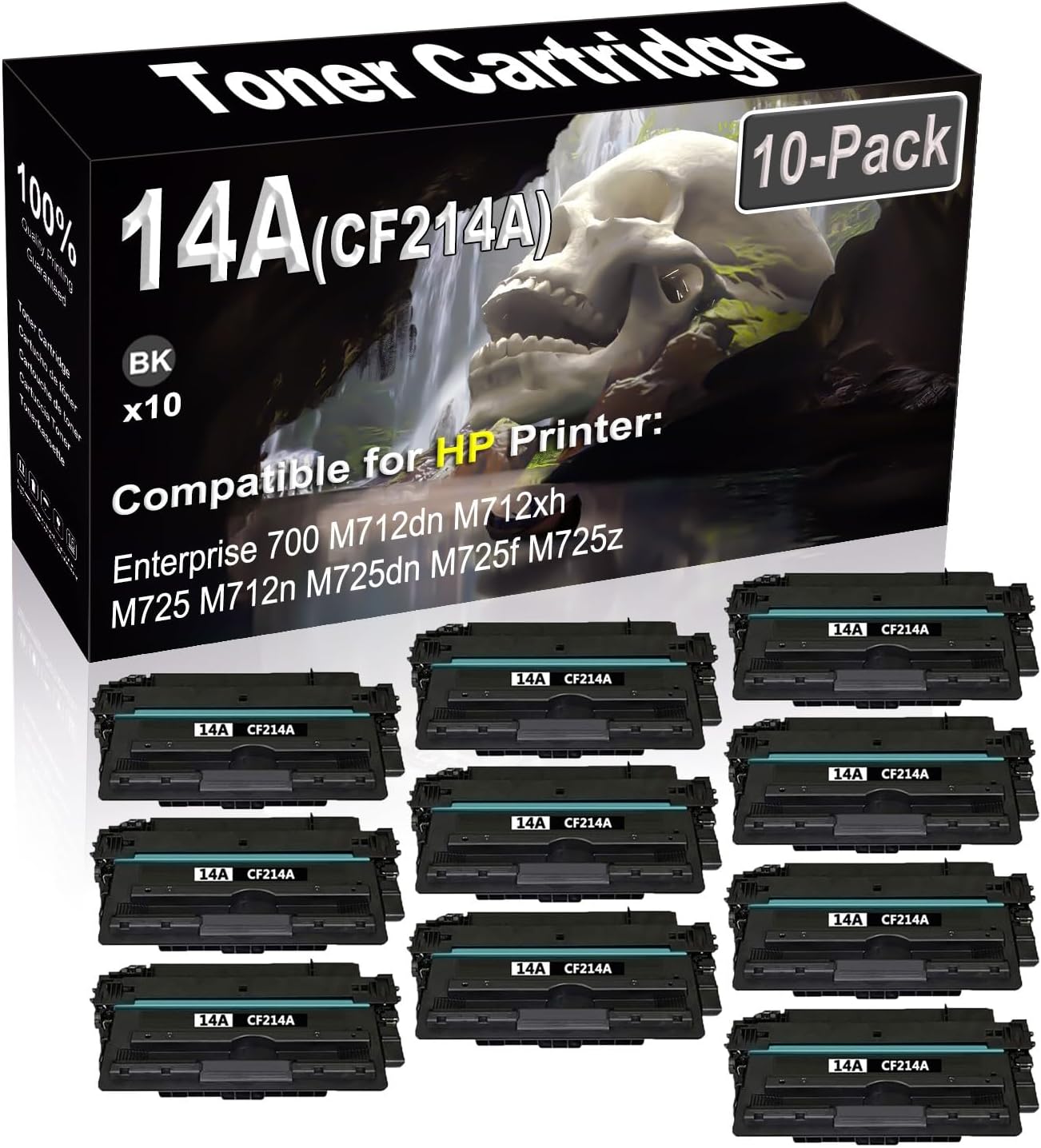 SINIYA 10-Pack Compatible High Capacity 14A CF214A Imaging Toner Cartridge use for Enterprise 700 M712dn M712xh M725 M712n M725dn Printer (Black)