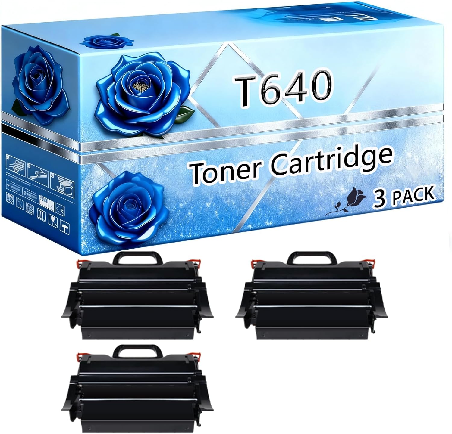 BIVOL Compatible Toner Cartridge Replacement for Lexmark T640 High Yield 31000 Pages T642TN T644 T644DN Printers (3 Pack Black)