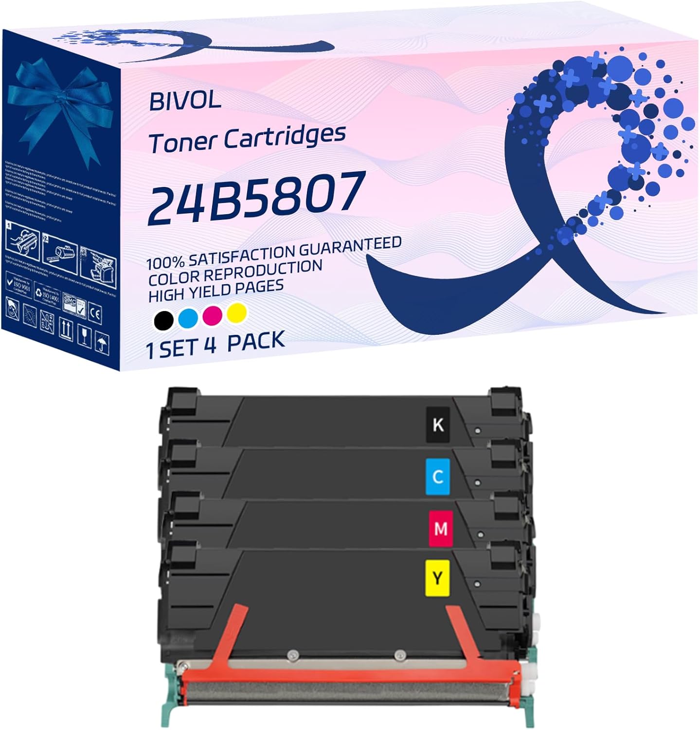 24B5807 Toner Cartridges Compatible for Lexmark CS748de XS734de XS736de XS748de Printers, with Chip, High Yield 12000 Pages, Vivid Colors (Multicolor)