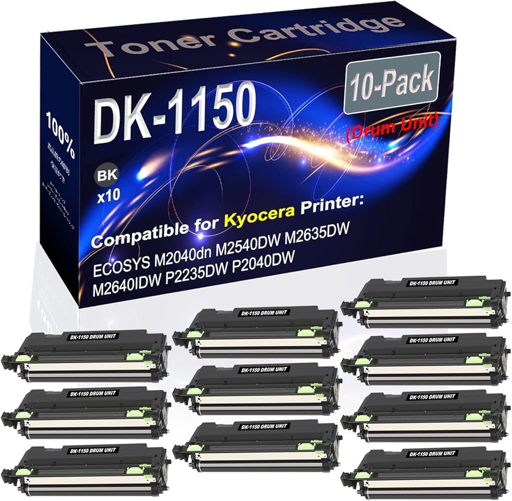 Kolasels 10-Pack Compatible High Capacity DK-1150 DK1150 302RV93140 Printer Drum Unit Used for Kyocera ECOSYS M2040dn M2540DW M2635DW Printer (Black)
