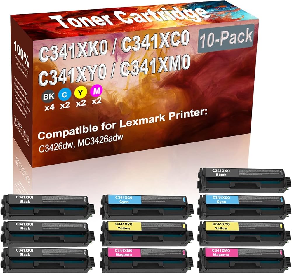 Credibility Store 10-Pack (4BK+2C+2Y+2M) Compatible C3426dw, MC3426adw Laser Printer Toner Cartridge (High Capacity) Replacement for C341XK0 C341XC0 C341XY0 C341XM0 Printer Toner Cartridge