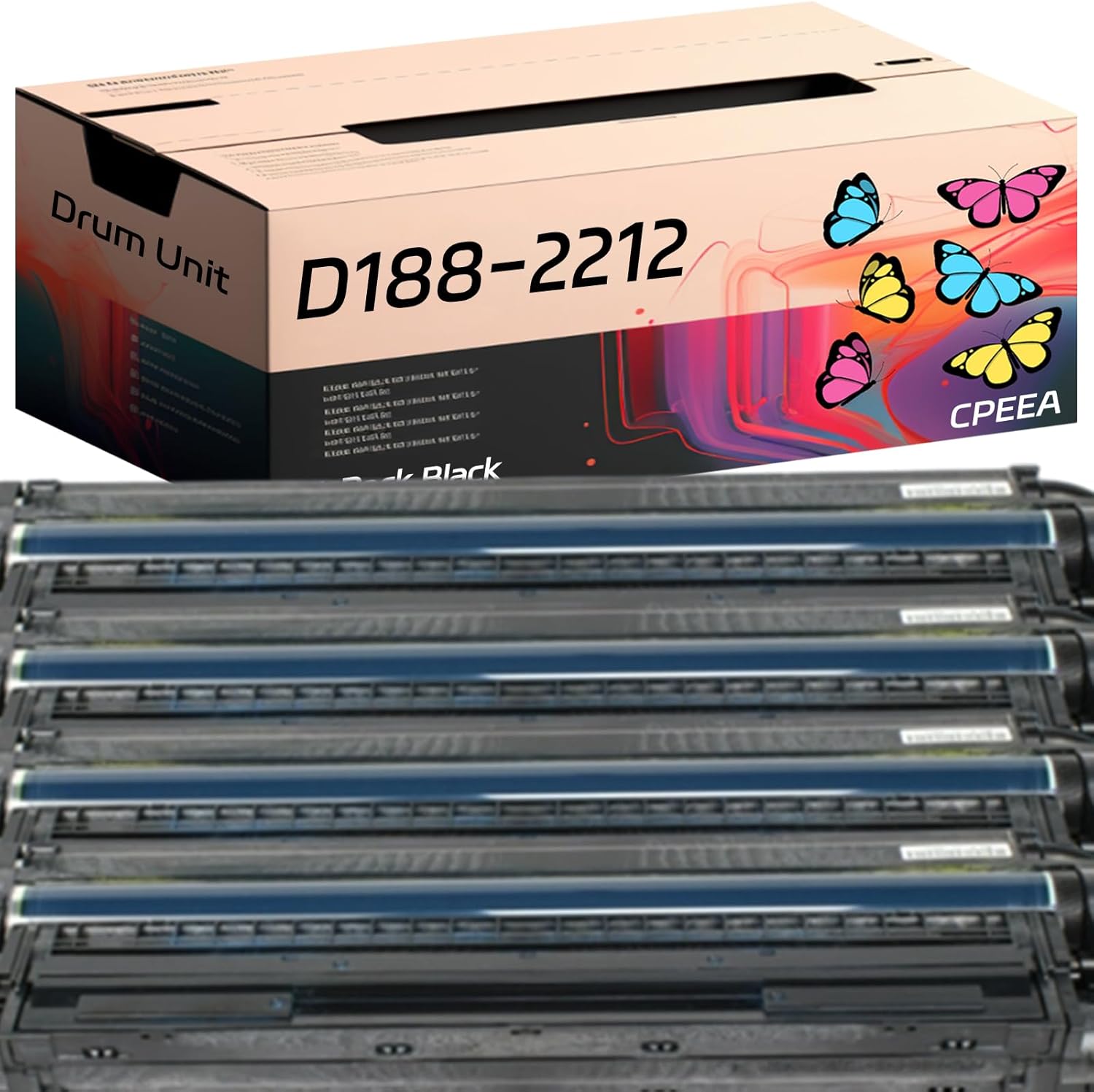 Compatible for Ricoh D188-2212 Drum Unit Work for Ricoh MP C2503 Printers, with Chip, High Yield 100000 Pages, Clear Printing (4 Pack Black)