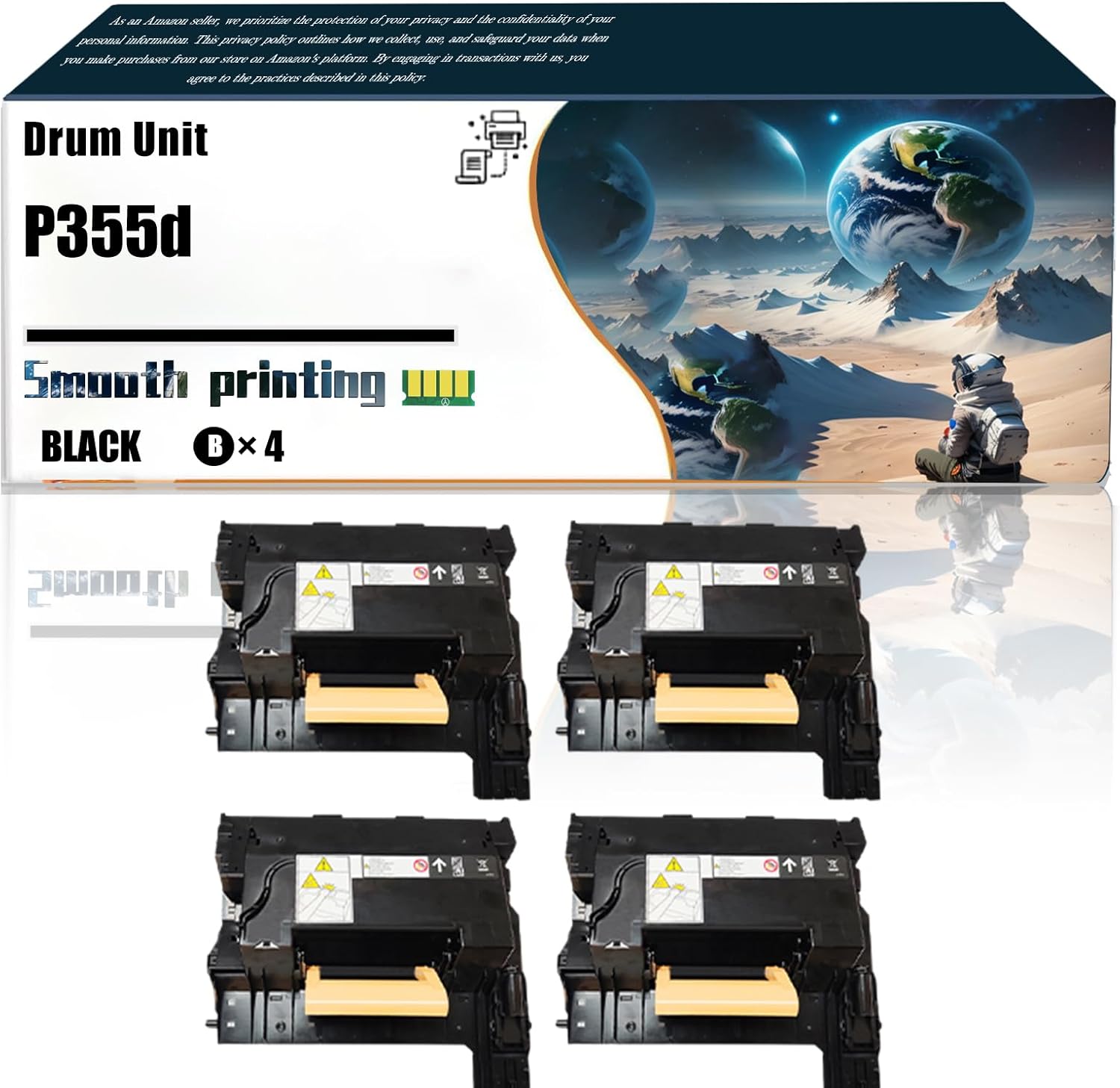 Replacement Parts Drum Unit P355d Compatible with Xerox DocuPrint P355d M355df P365d Printers, Contains Chip and Clear Printing (4 Pack Black)