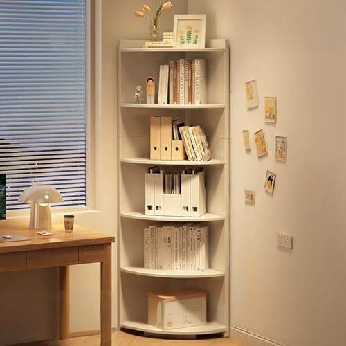 Corner Bookshelf - Freestanding 180cm Bookcase with Open Shelves, Perfect for Small Spaces in Bedroom, Bathroom & Living Room - Stylish Storage Solution