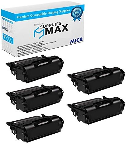 SuppliesMAX Compatible MICR Replacement for Lexmark T654DN/T654DTN/T656DNE/TS-654DN/TS-656DNE Series Extra High Yield Toner Cartridge (5/PK-36000 Page Yield) (T654X84G_5PK)