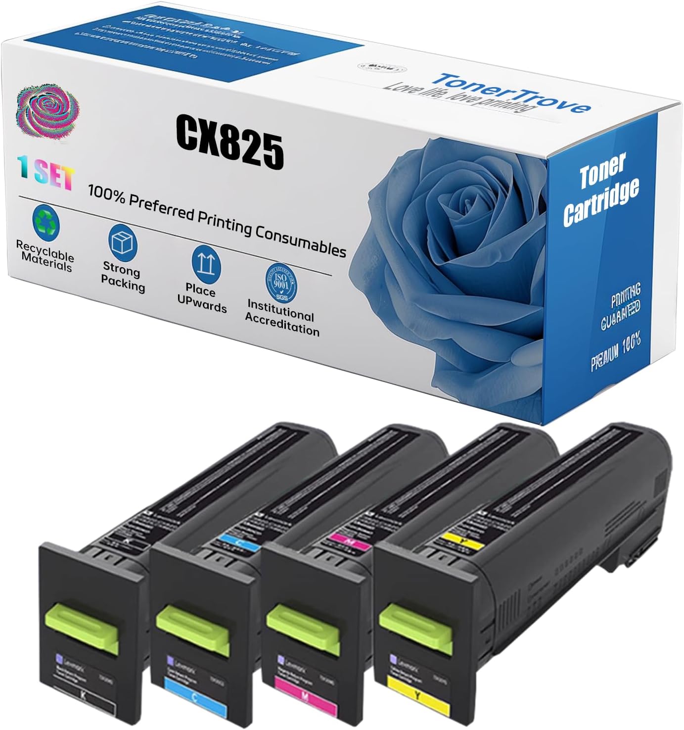 72K00KG 72K00CG 72K00MG 72K00YG CX825 High Yield Toner Cartridge Compatible for Lexmark CX825de CX825dte CX825dtfe CX860de CX860dte CX860dtfe Printer, 8000 Pages (Multicolour)