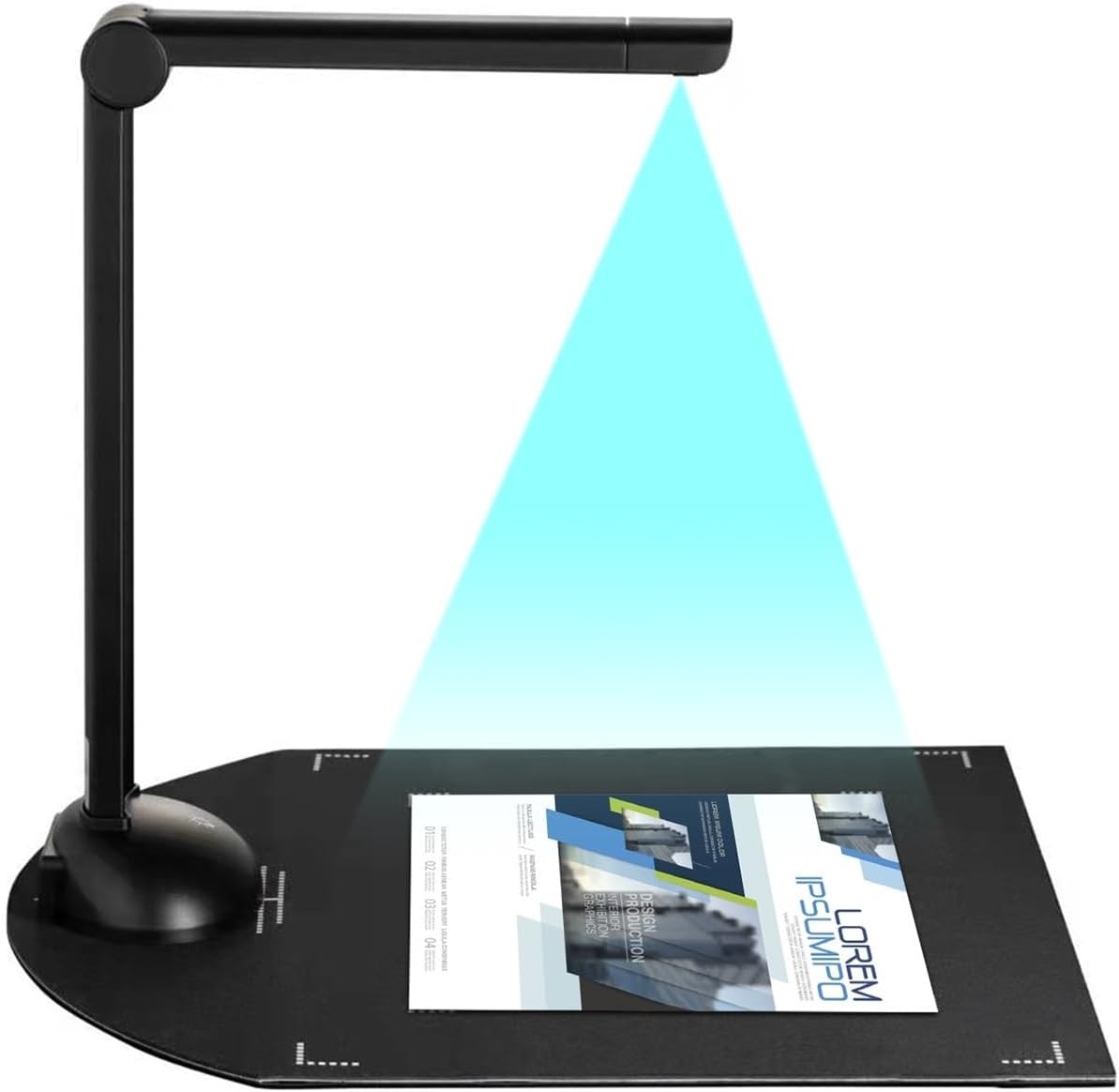 Document Camera Document Book Camera Scanner, 8MP HD High-Definition A3 Scanning LED Light OCR Function Compatible with Windows Provides