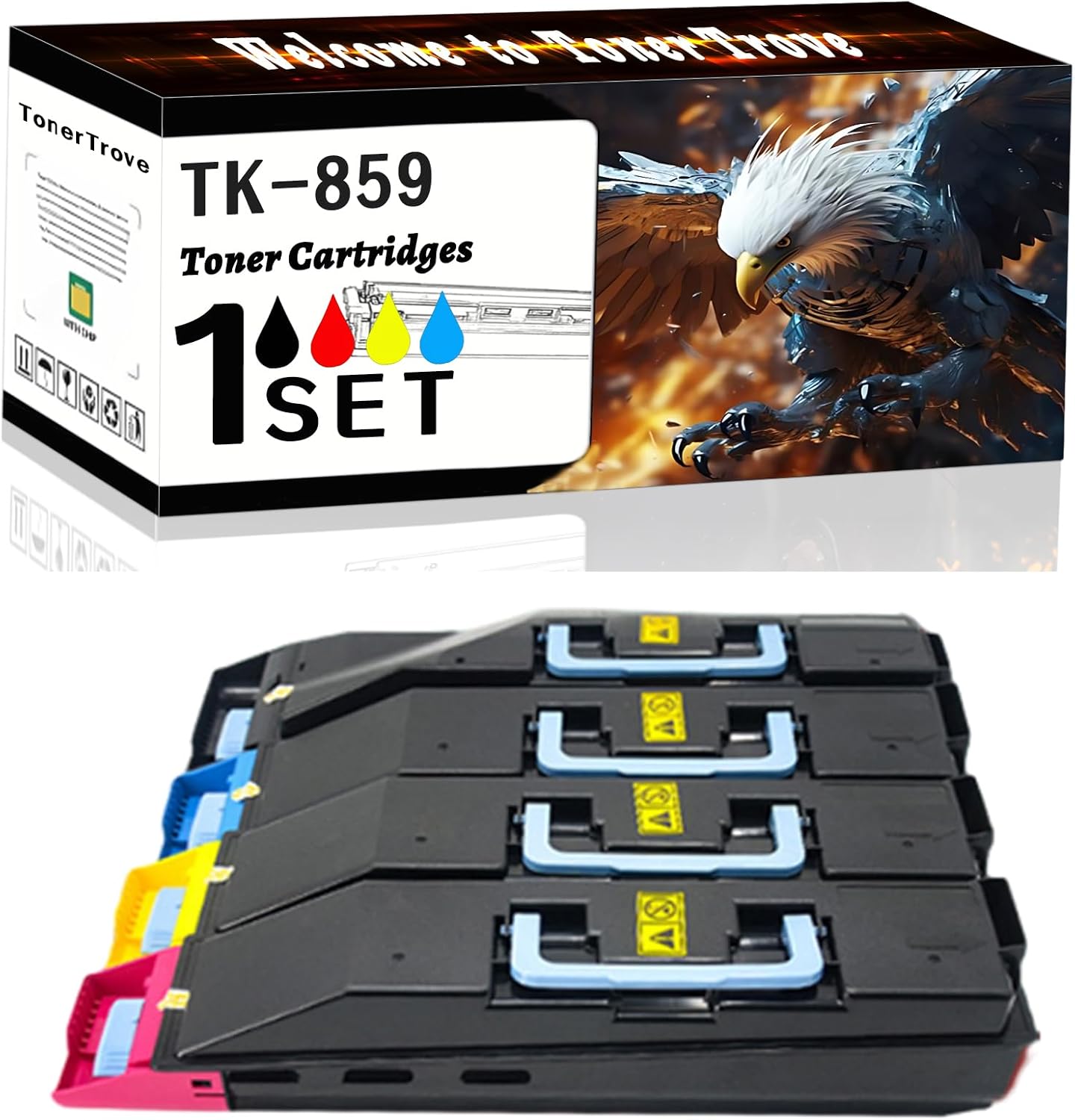 LECUU TK-859 Toner Cartridges Compatible for Copystar CS400ci CS500ci CS552ci Printers, Office Printing is Easy Clear Smooth (4-Pack BK/C/M/Y)