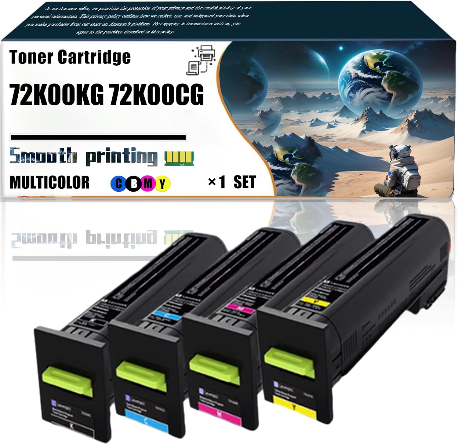 Replacement Parts Toner Cartridge 72K00KG 72K00CG 72K00MG 72K00YG Compatible with Lexmark CX825dte CX825dtfe CX860de CX860dte CX860dtfe Printers, Contains Chip and Clear Printing (4-Pack BK/C/M/Y)