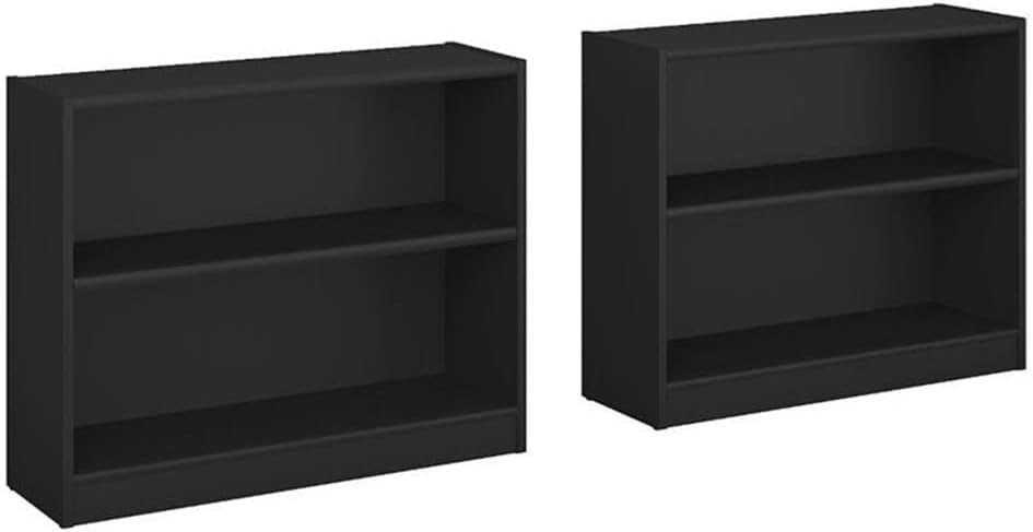 Scranton & Co Furniture Universal 2 Shelf Bookcase in Classic Black (Set of 2)
