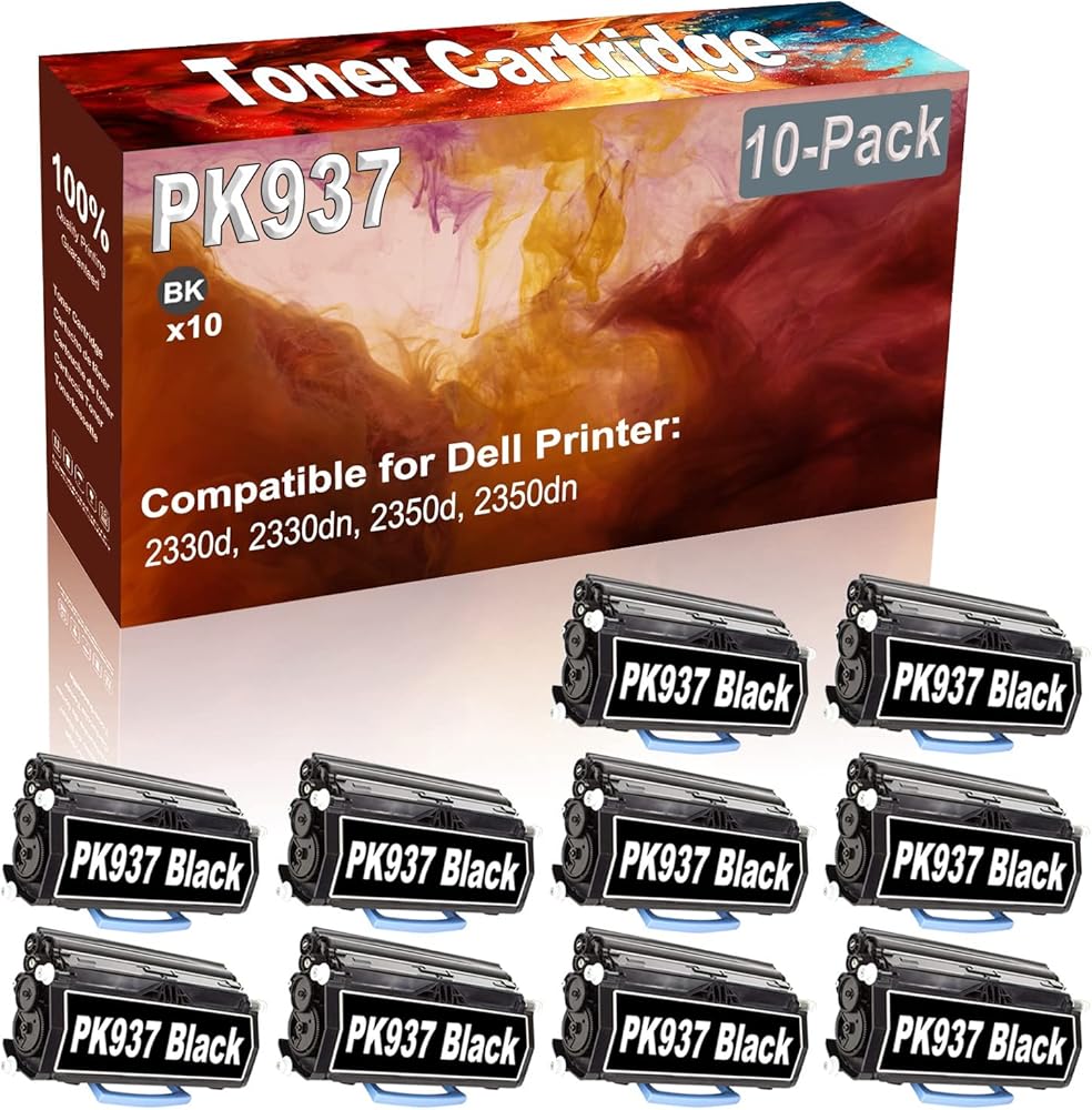 10-Pack (Black) Compatible High Yield PK937 (330-2666) Printer Cartridge use for Dell 2330d, 2330dn, 2350d, 2350dn Printer