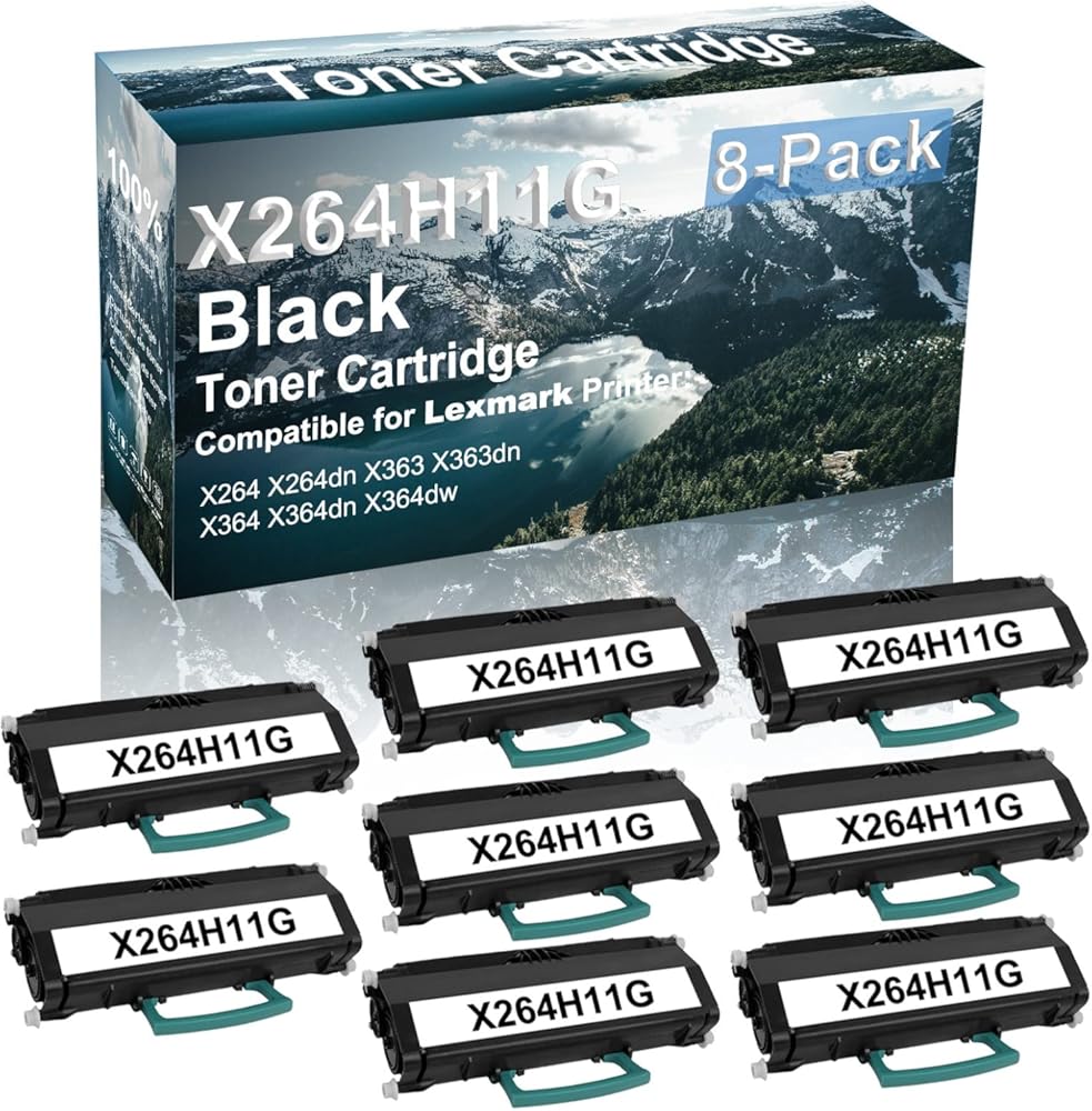 Credibility Store 8-Pack Compatible High Yield X363dn X364 X364dn Printer Cartridge Replacement for X264H11G Toner Cartridge (Black)