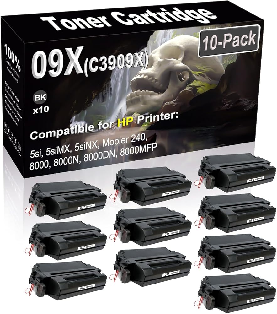 SINIYA 10-Pack (Black) Compatible 5si 5siMX 5siNX Mopier 240 8000 8000N 8000DN 8000MFP Laser Printer Cartridge (High Capacity) Replacement for 09X C3909X Printer Cartridge