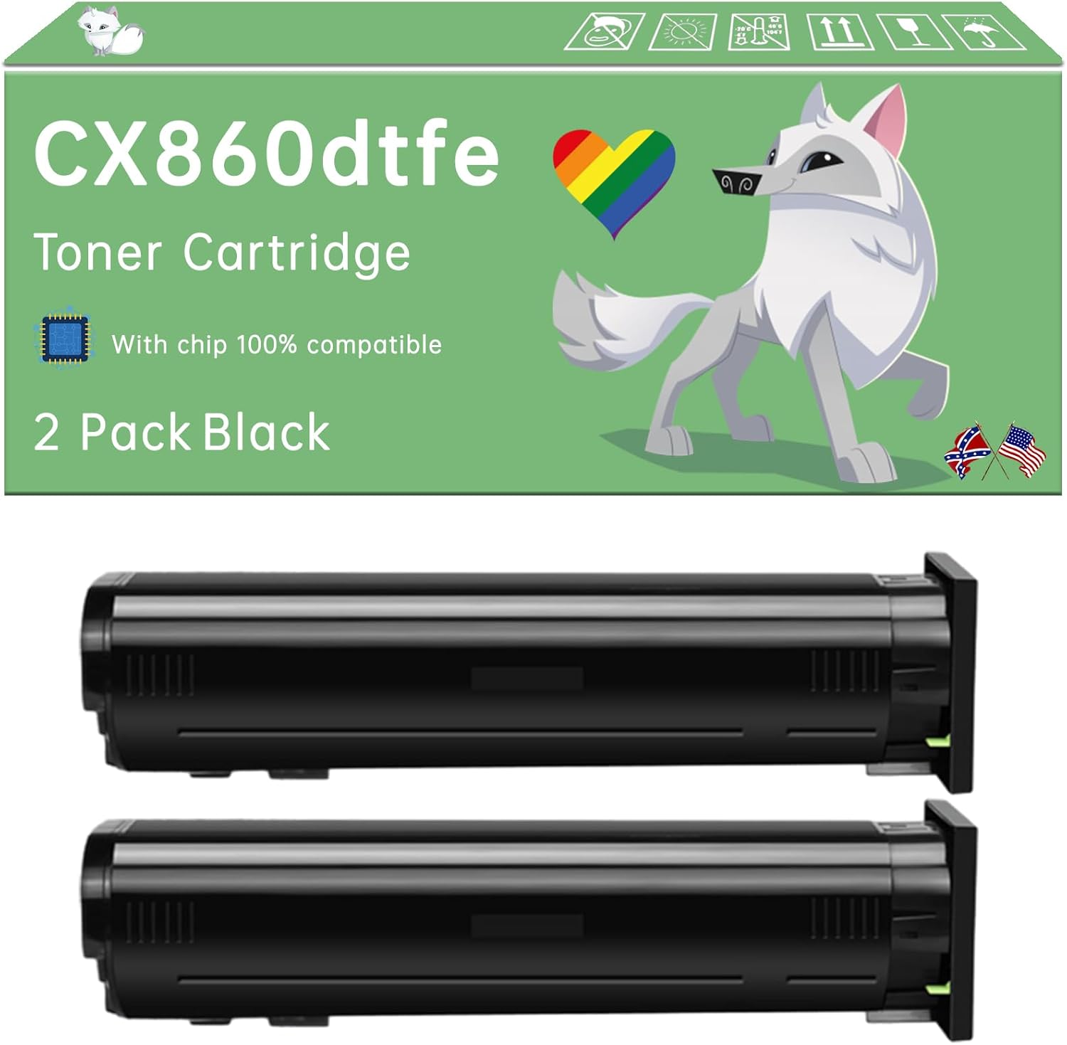 Compatible with Lexmark CX860dtfe Toner Cartridge Work for Lexmark CX825de CX825dte CX825dtfe CX860dte Printers, with Chip, High Yield 33000 Pages, Exceptional Color Accuracy (2 Pack Black)