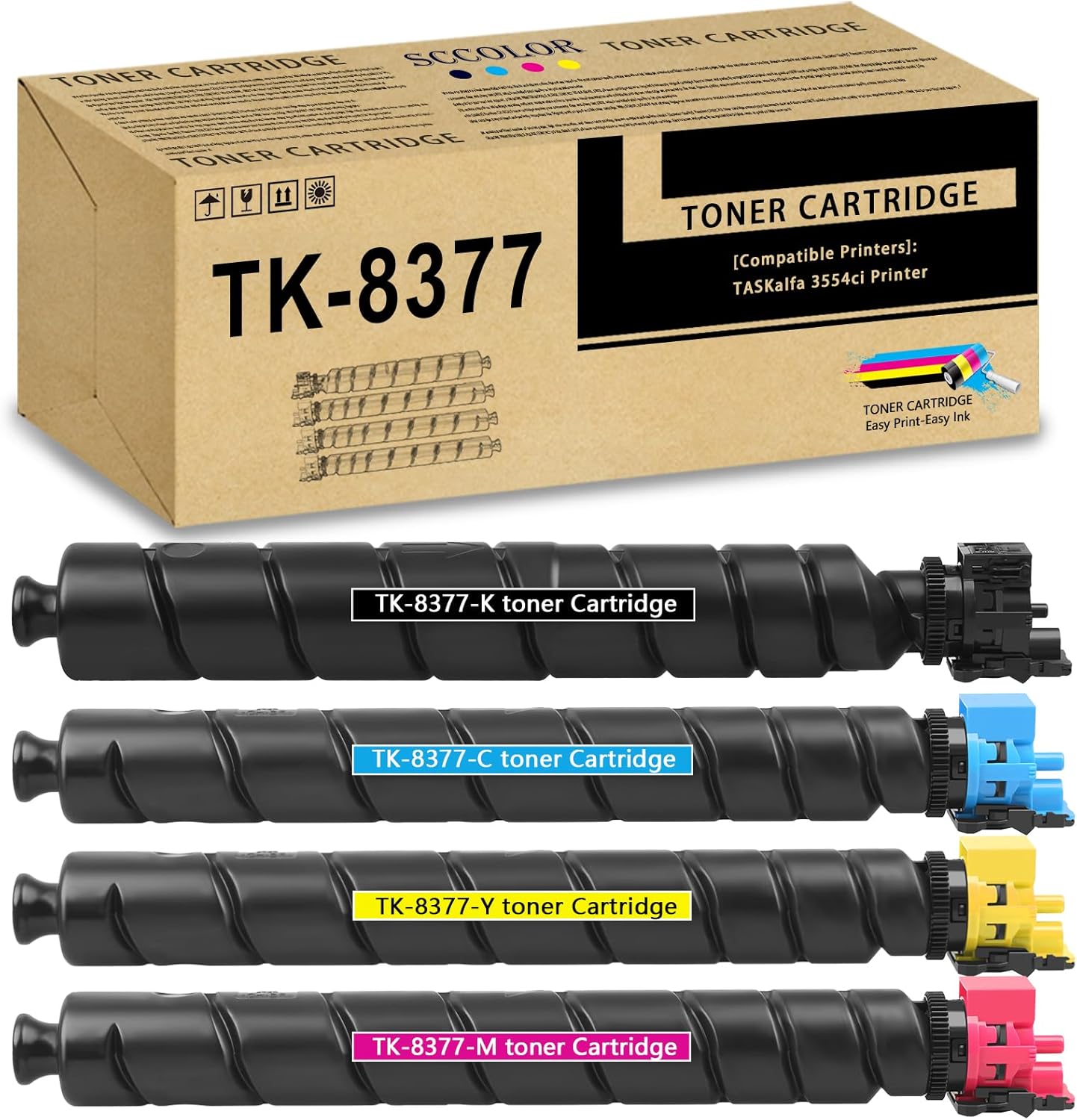TK-8377 TK8377 Toner Cartridge High Yield Compatible TK 8377 Toner Cartridge Black Cyan Yellow Magenta Replacement for Kyocera TK8377 TK-8377K TK-8377C TK-8377M TK-8377Y for TASKalfa 3554ci Printer